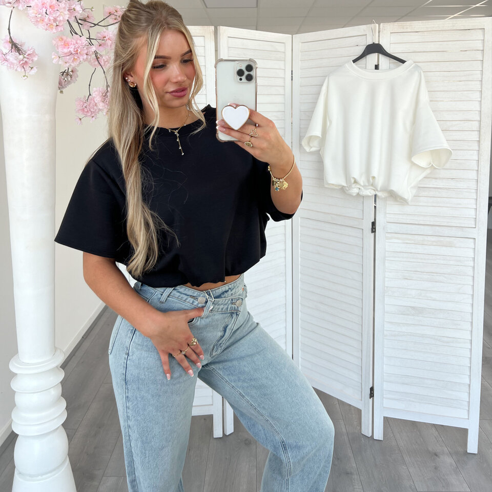 Cropped Kimmy T-Shirt Zwart