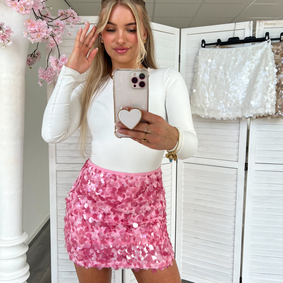 Monica Pailletten Rok Roze