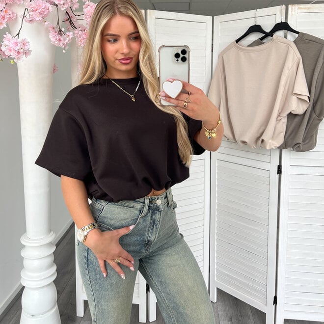 Cropped Kimmy T-Shirt Bruin