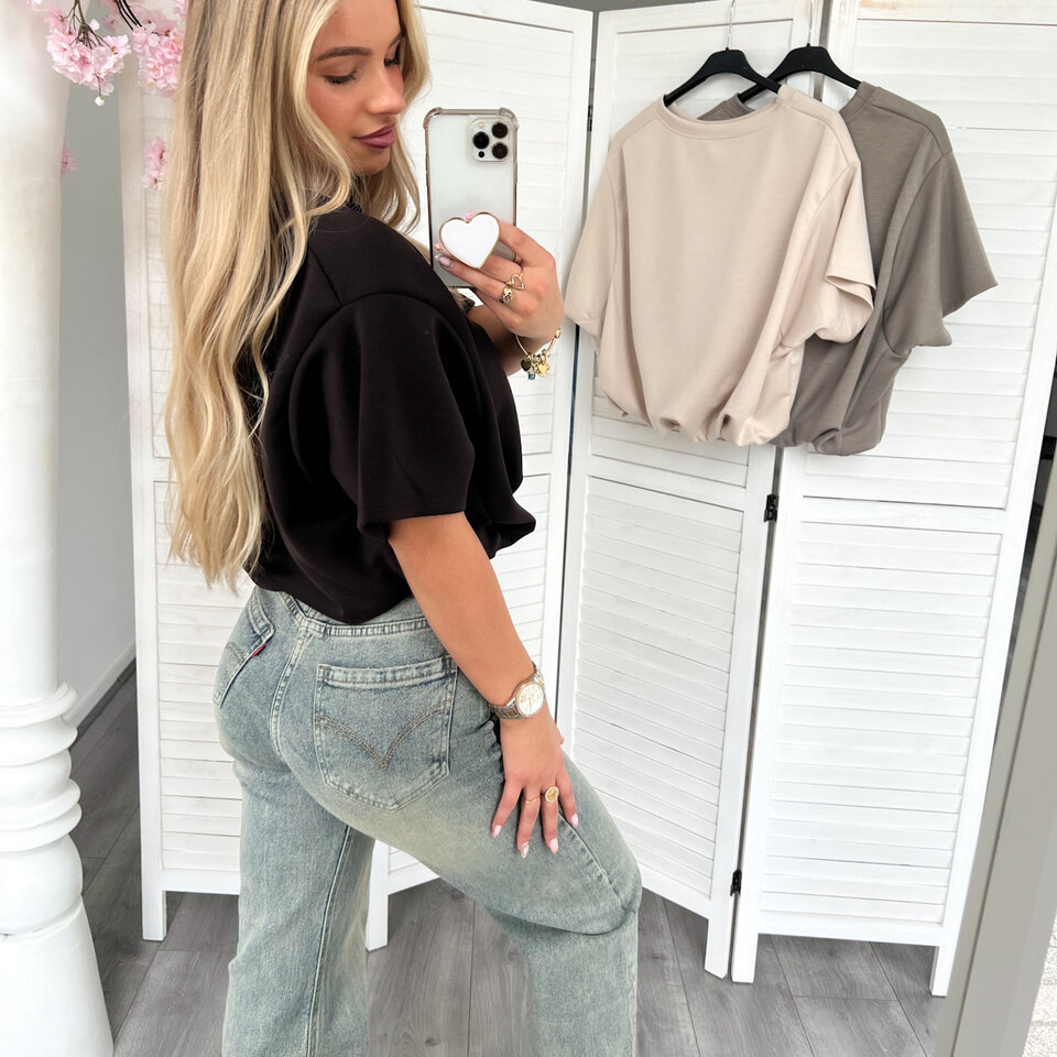 Cropped Kimmy T-Shirt Bruin
