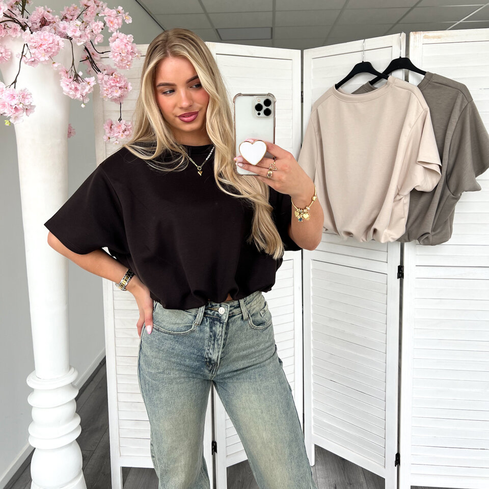 Cropped Kimmy T-Shirt Bruin