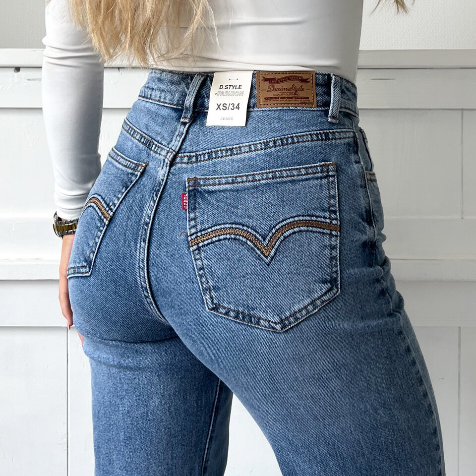 Tessa Wide Leg Jeans Blauw