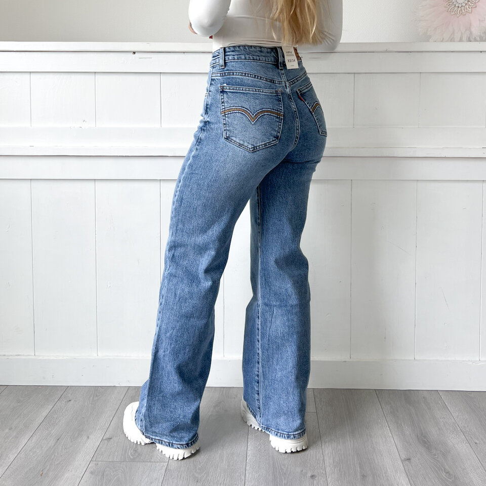 Tessa Wide Leg Jeans Blauw