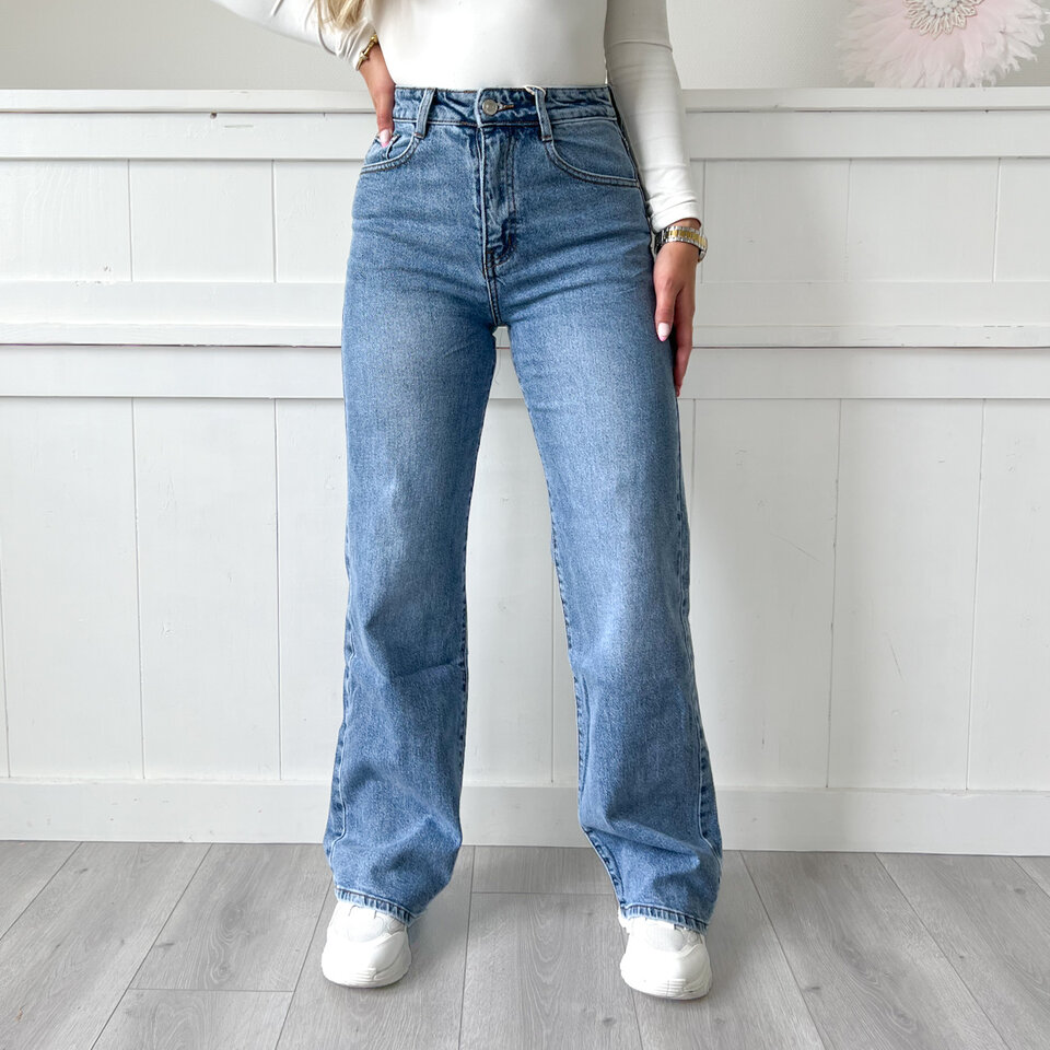 Tessa Wide Leg Jeans Blauw