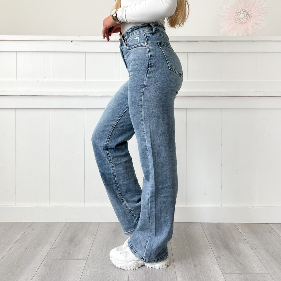 Evelien Wide Leg Jeans Blauw