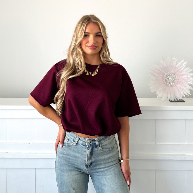 Cropped Kimmy T-Shirt Bordeaux