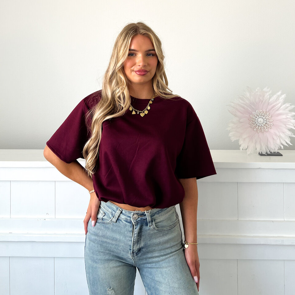 Cropped Kimmy T-Shirt Bordeaux