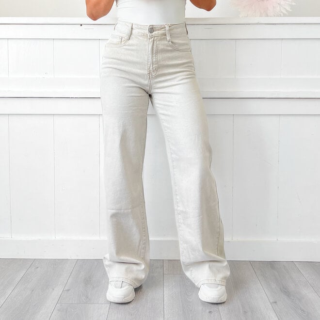 Serina Wide Leg Jeans Beige (extra lang)