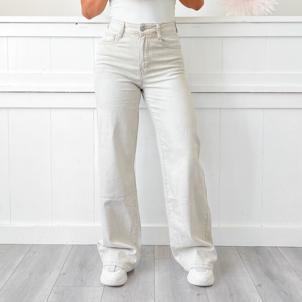 Serina Wide Leg Jeans Beige (extra lang)