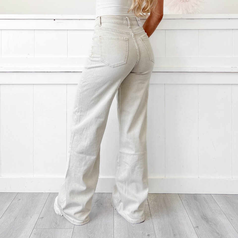 Serina Wide Leg Jeans Beige (extra lang)