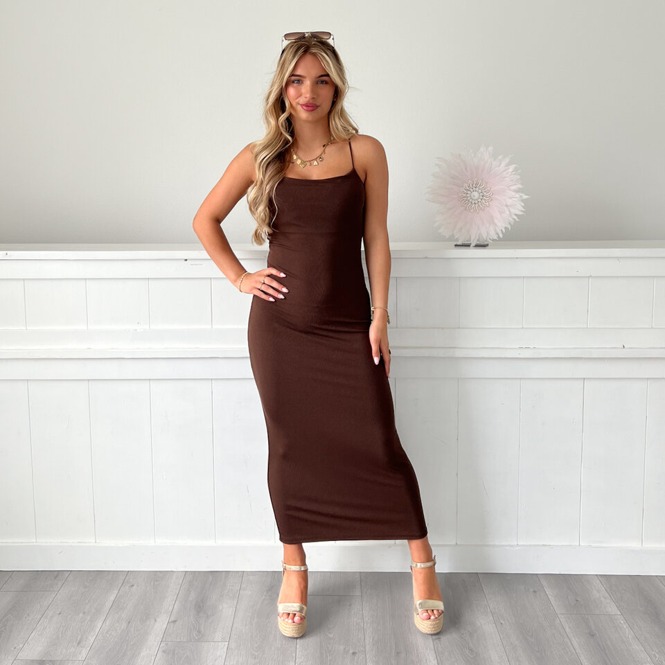 Hannah Maxi Jurk Bruin