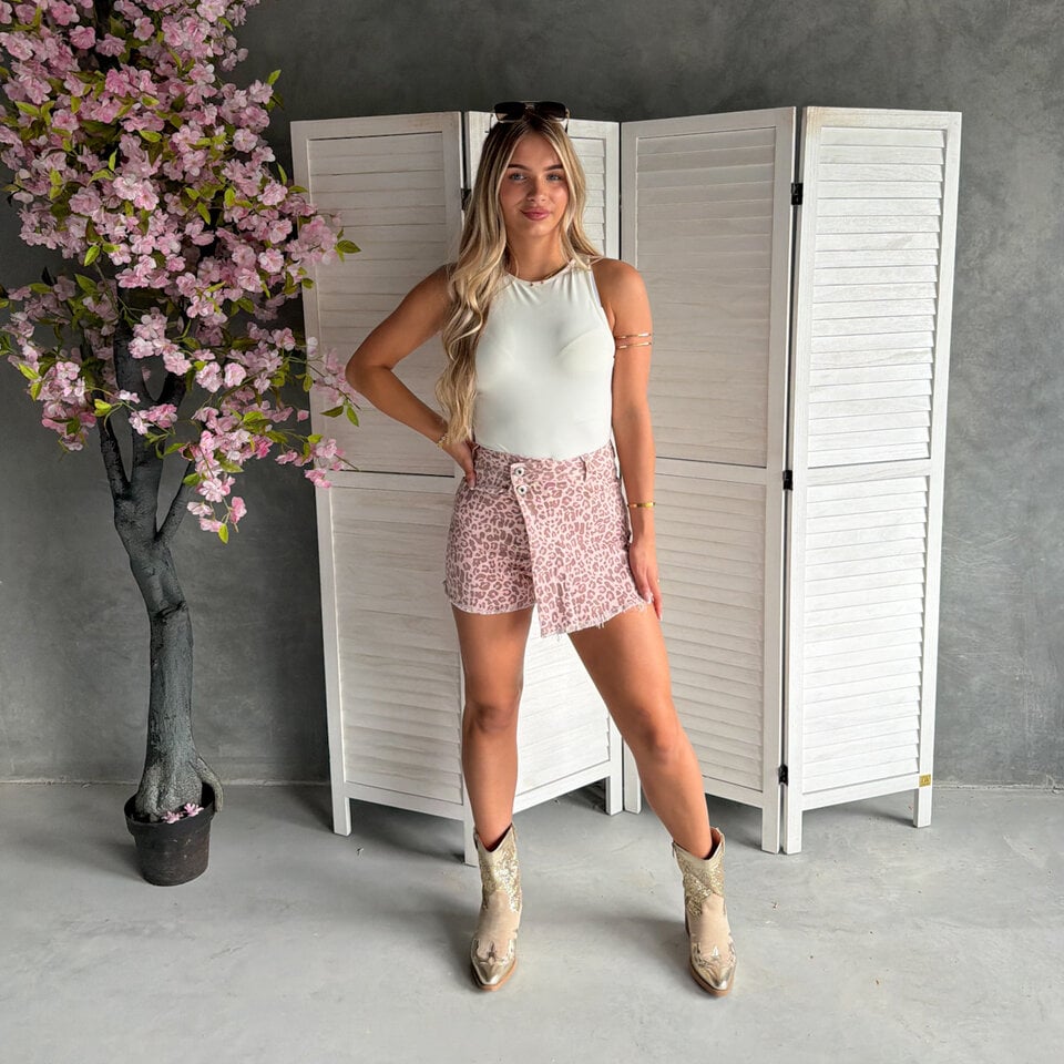 Djessy Leopard Skort Roze