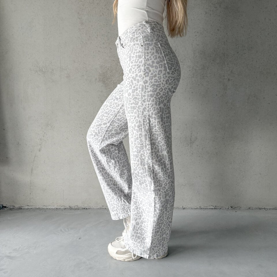 Kiki Leopard Jeans Lichtgrijs