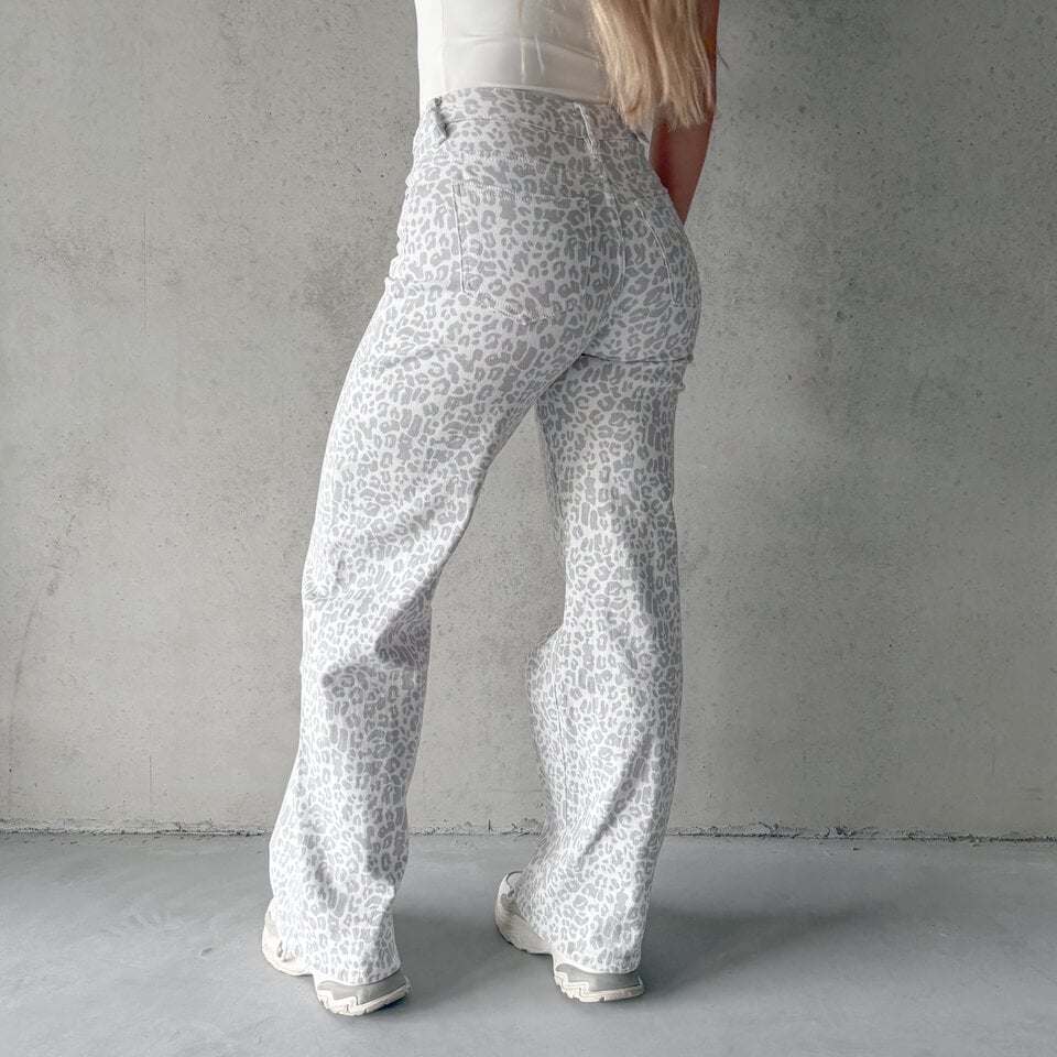 Kiki Leopard Jeans Lichtgrijs