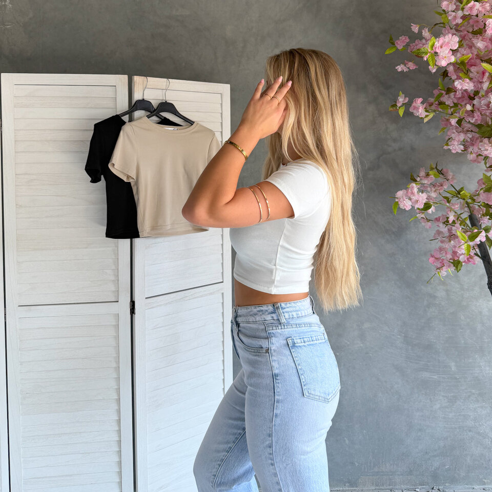 Basic Cropped T-Shirt Wit