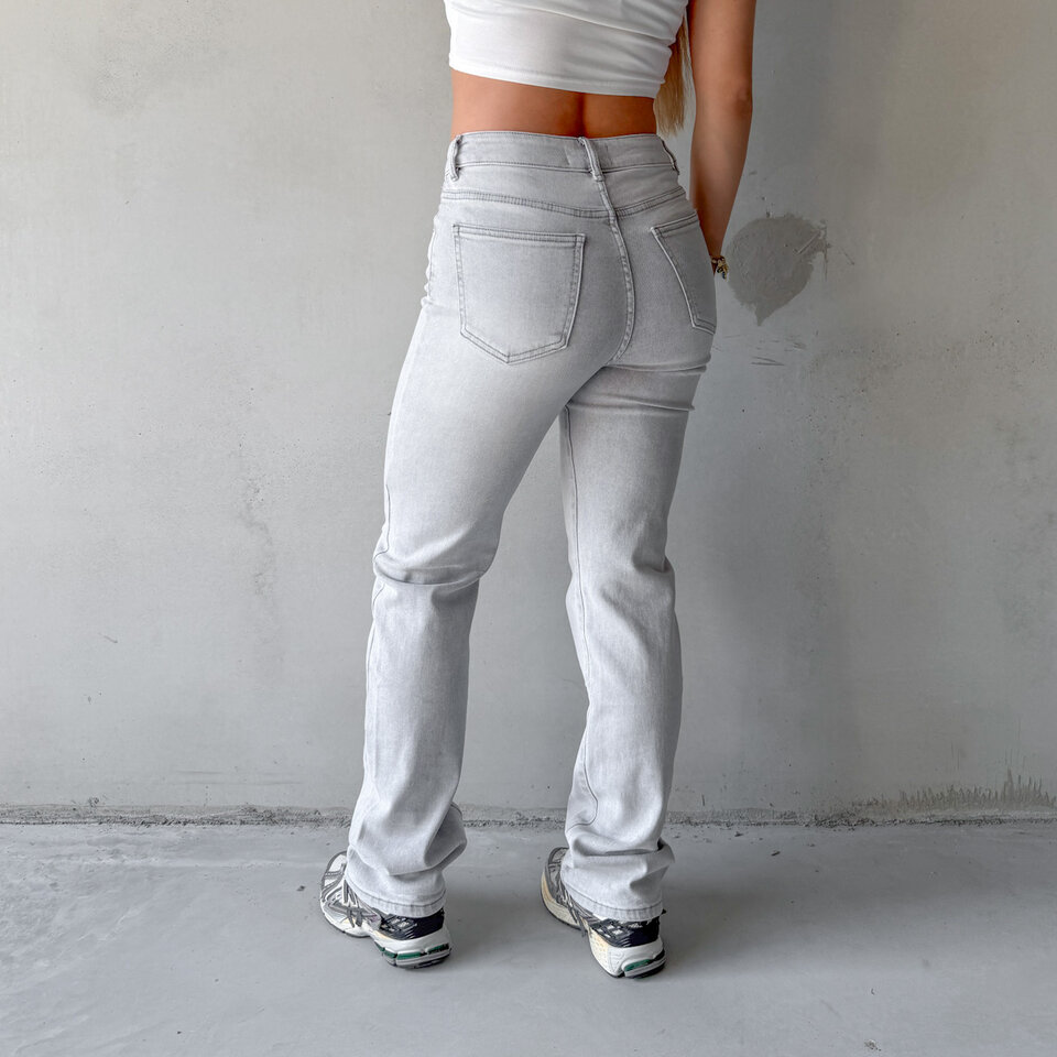 Laurie Wide Leg Jeans Lichtgrijs