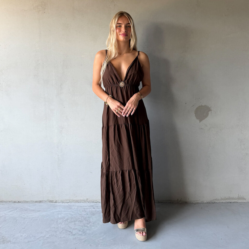 Kimberley Maxi Jurk Bruin