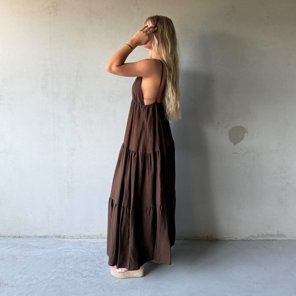 Kimberley Maxi Jurk Bruin
