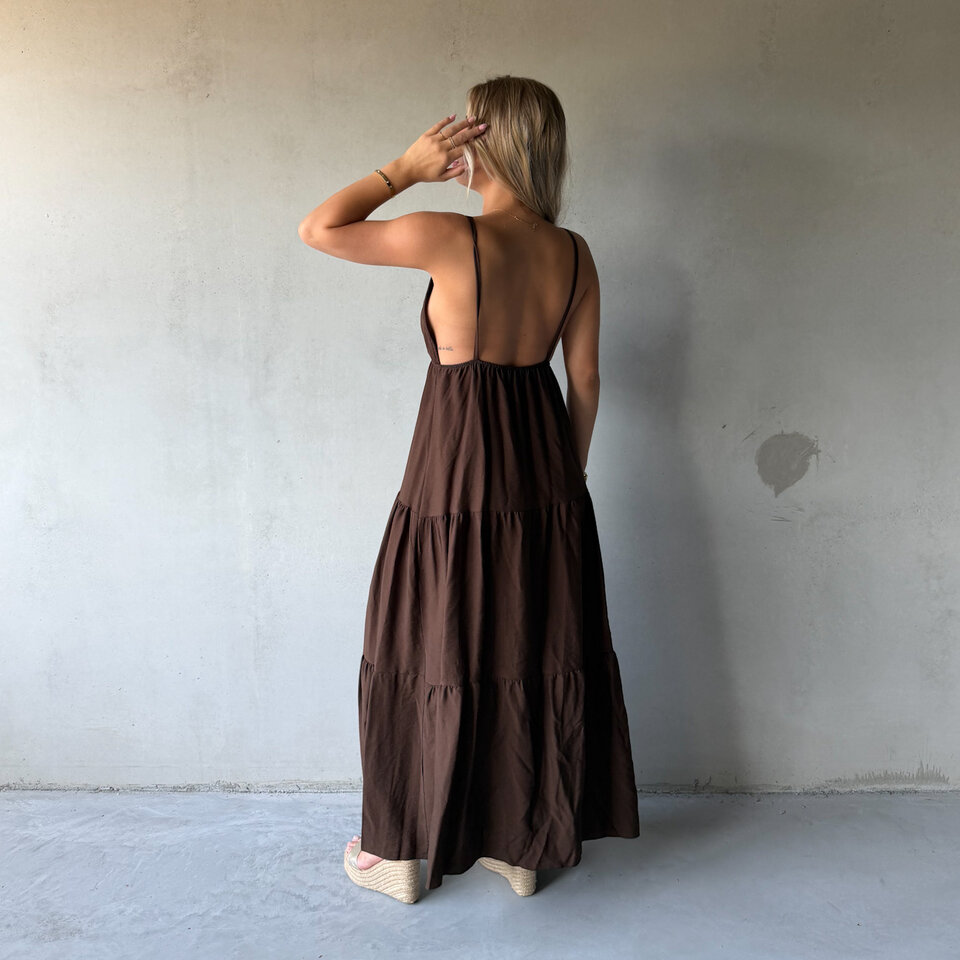 Kimberley Maxi Jurk Bruin