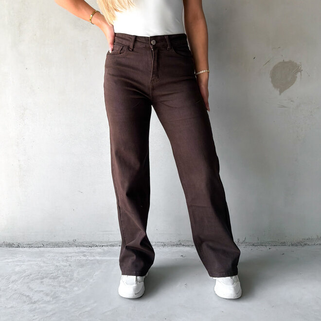 Casey Wide Leg Jeans Bruin