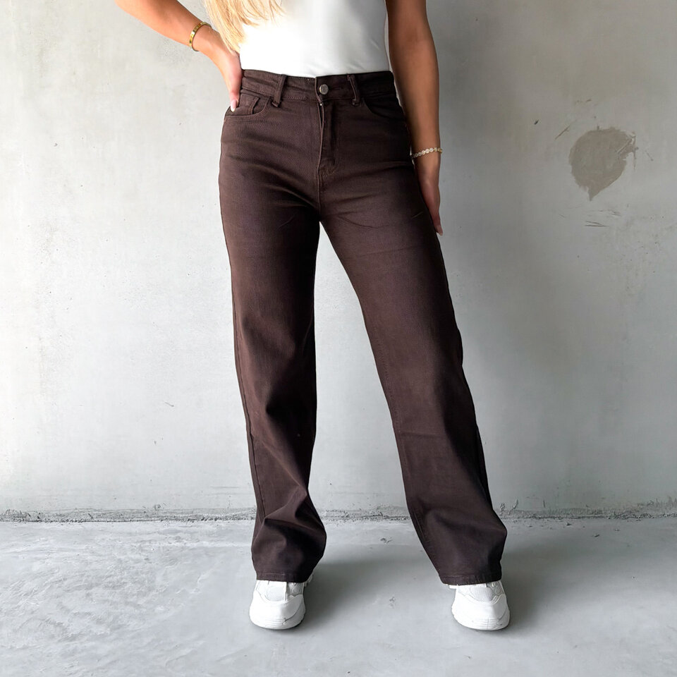 Casey Wide Leg Jeans Bruin
