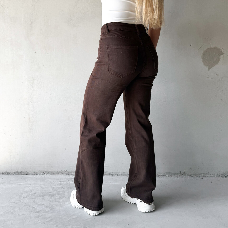 Casey Wide Leg Jeans Bruin