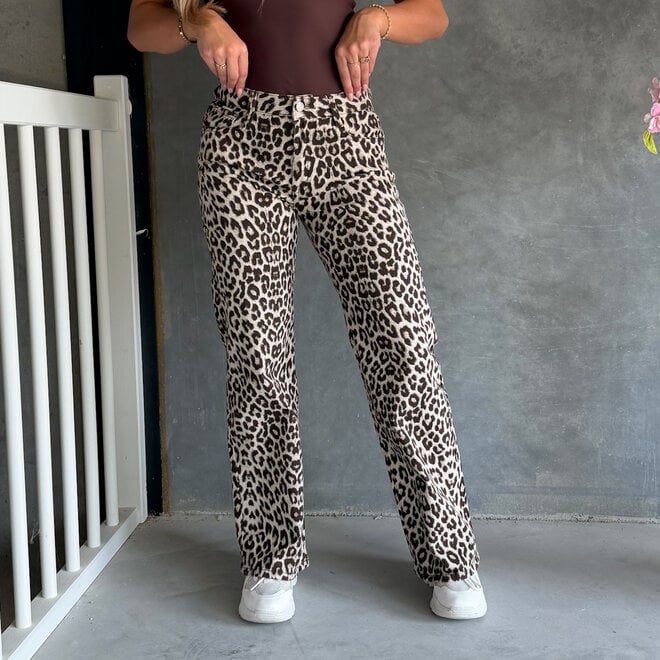 Daan Leopard Jeans Bruin Beige