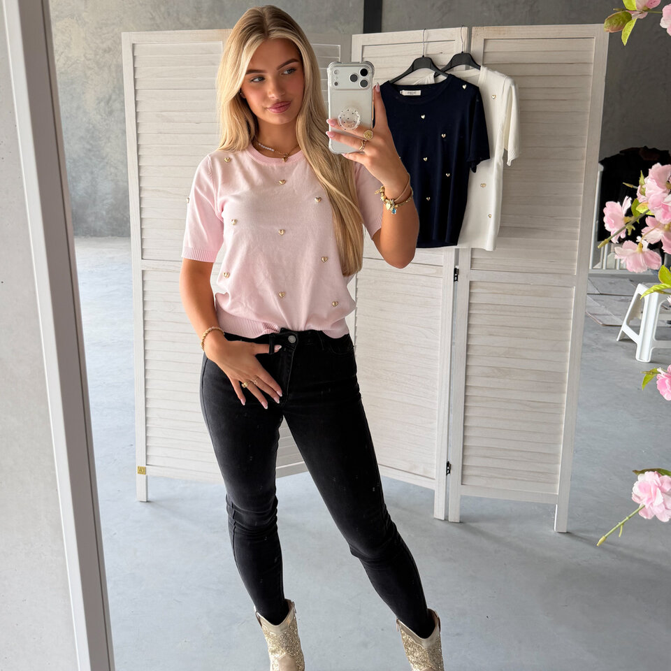 Gouden Hartjes Top Roze