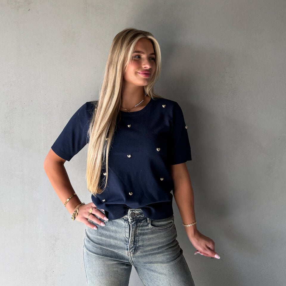 Gouden Hartjes Top Navy