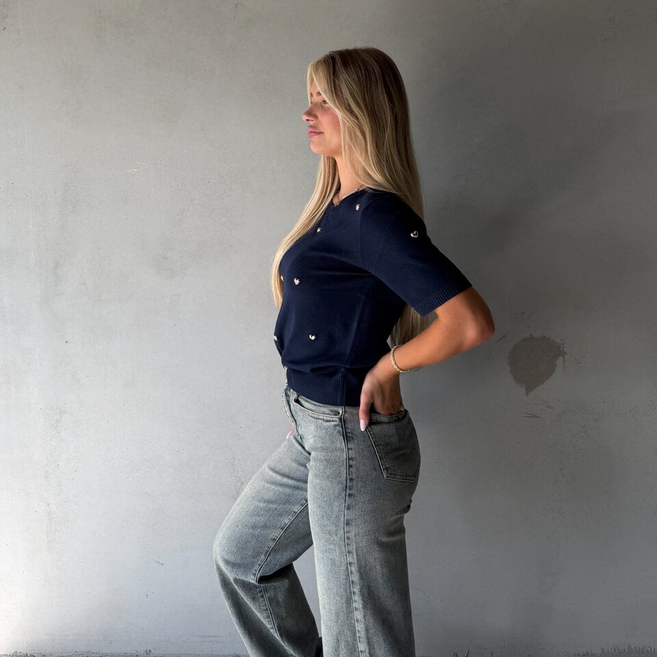 Gouden Hartjes Top Navy
