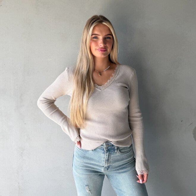 Stephanie Lace Top Beige