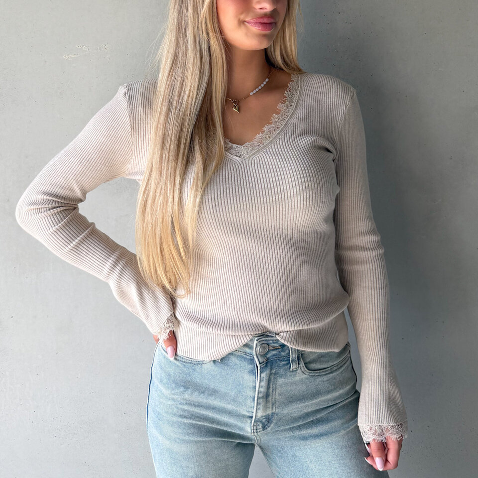 Stephanie Lace Top Beige