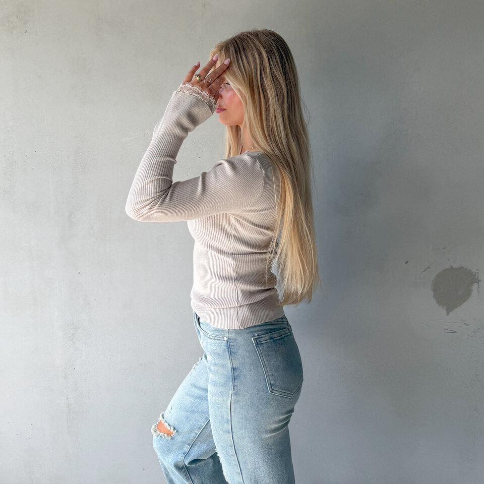 Stephanie Lace Top Beige