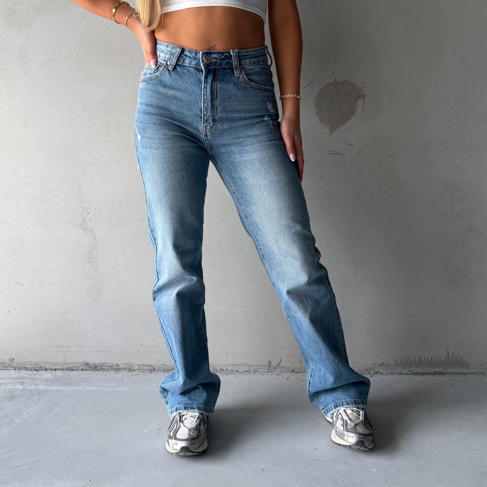 Lisa Sparkle Damaged Jeans Blauw