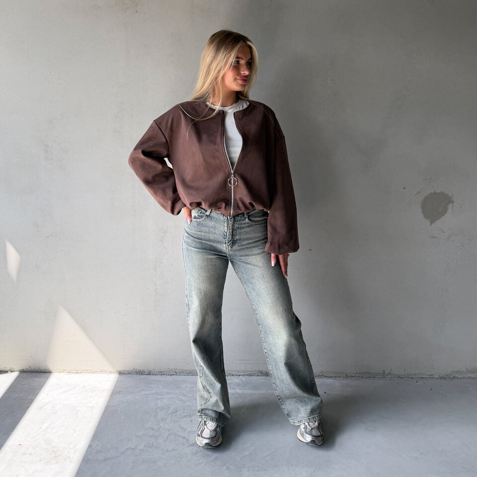 Elke Suede Jasje Bruin