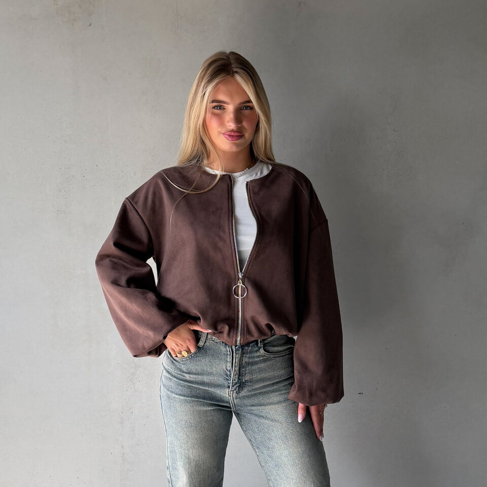 Elke Suede Jasje Bruin