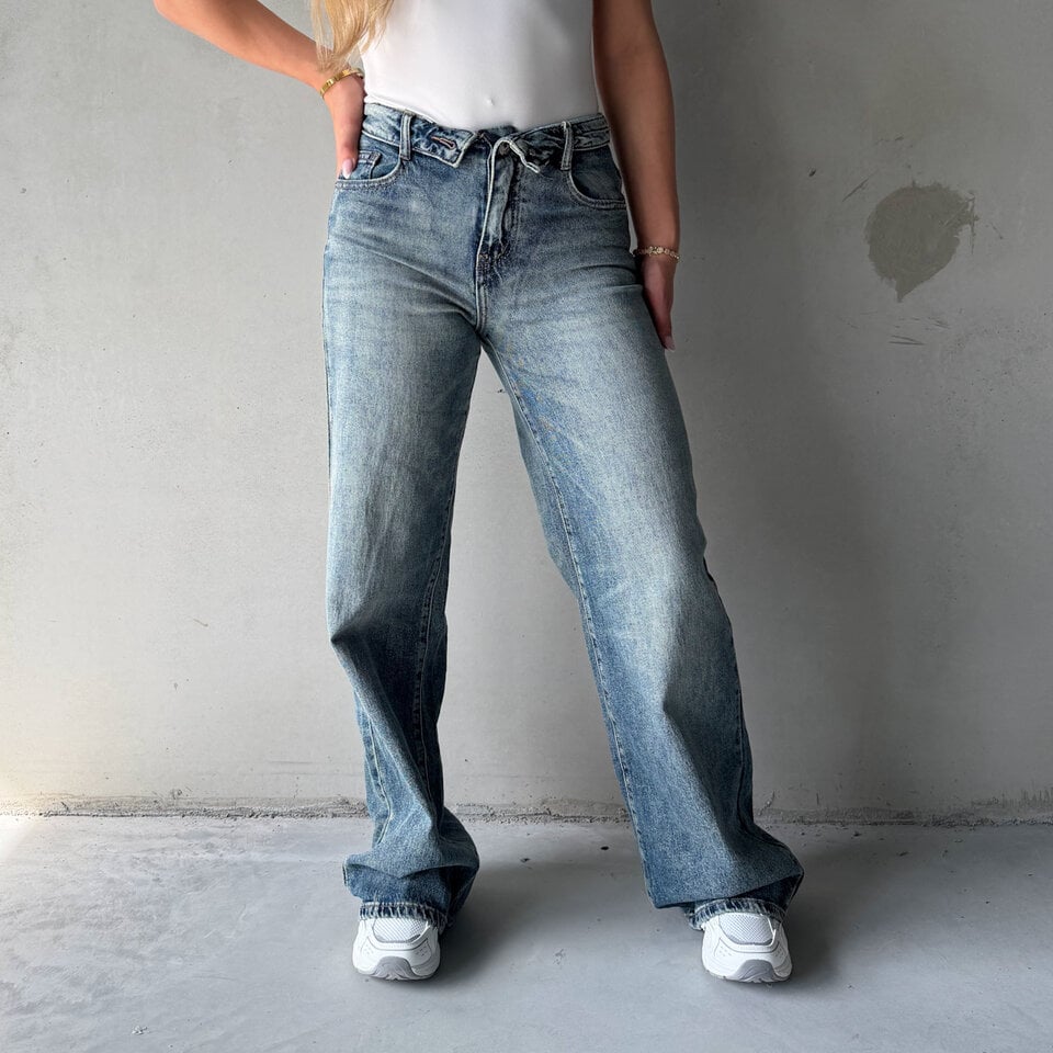 Eef Wide Leg Jeans Blauw