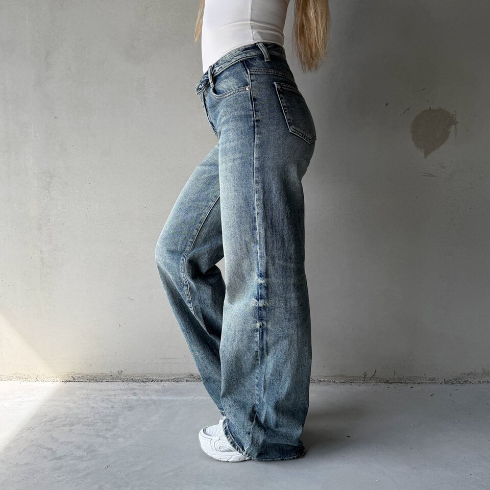 Eef Wide Leg Jeans Blauw
