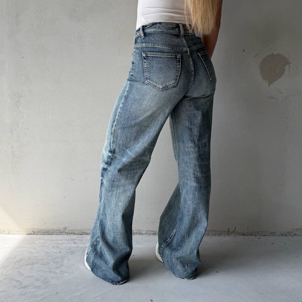 Eef Wide Leg Jeans Blauw
