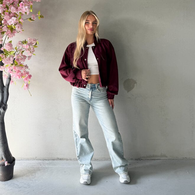 Suede Bomber Jasje Bordeaux