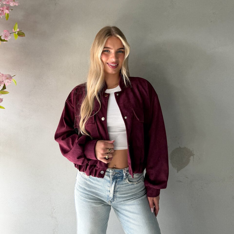Suede Bomber Jasje Bordeaux