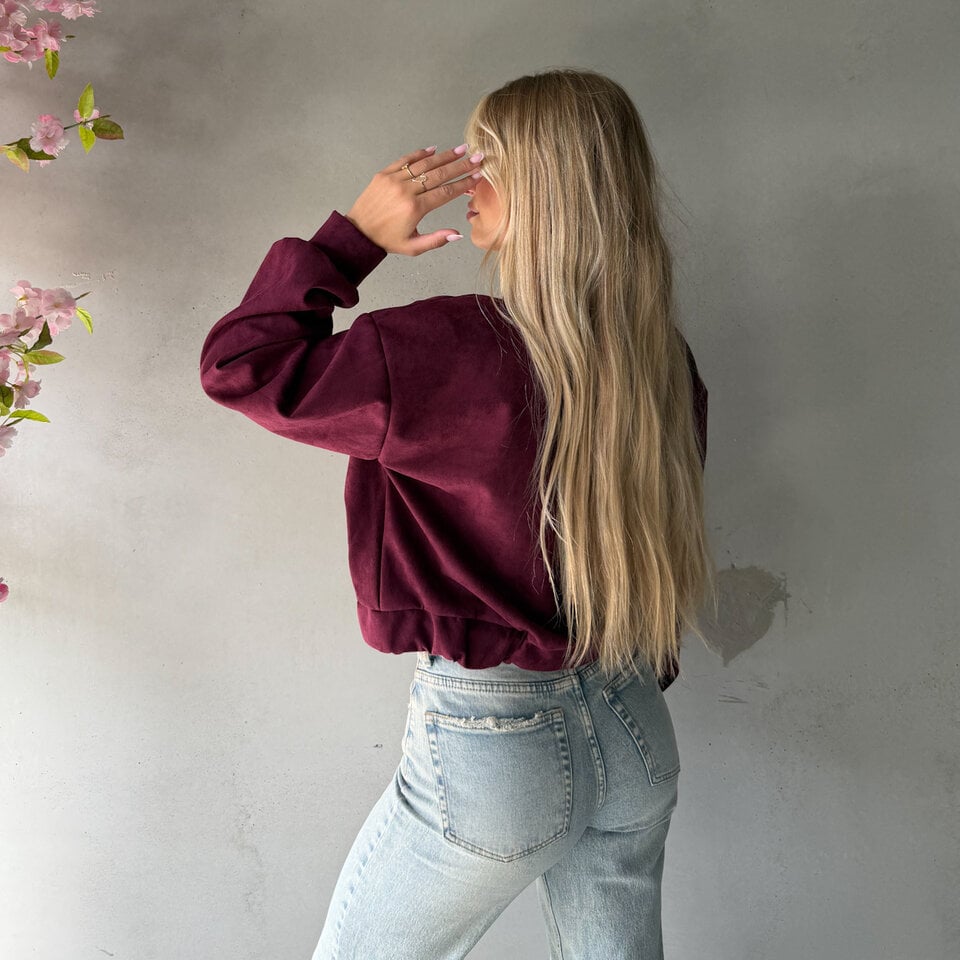Suede Bomber Jasje Bordeaux