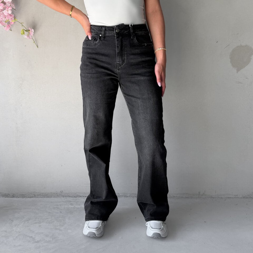 Nora Wide Leg Jeans Zwart
