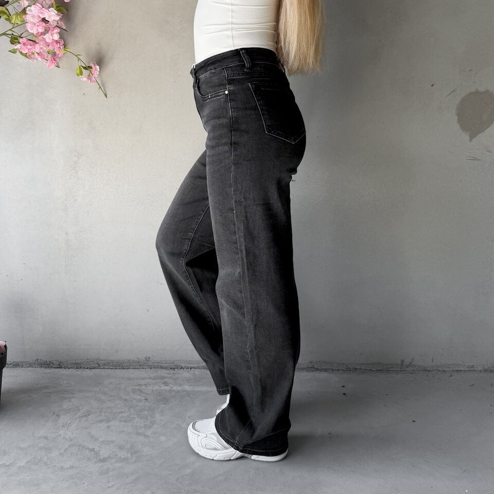 Nora Wide Leg Jeans Zwart