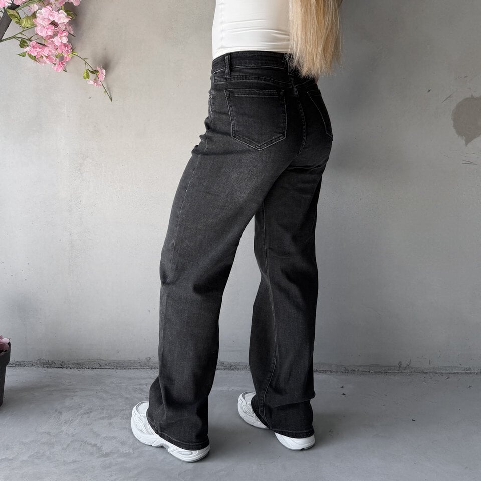 Nora Wide Leg Jeans Zwart