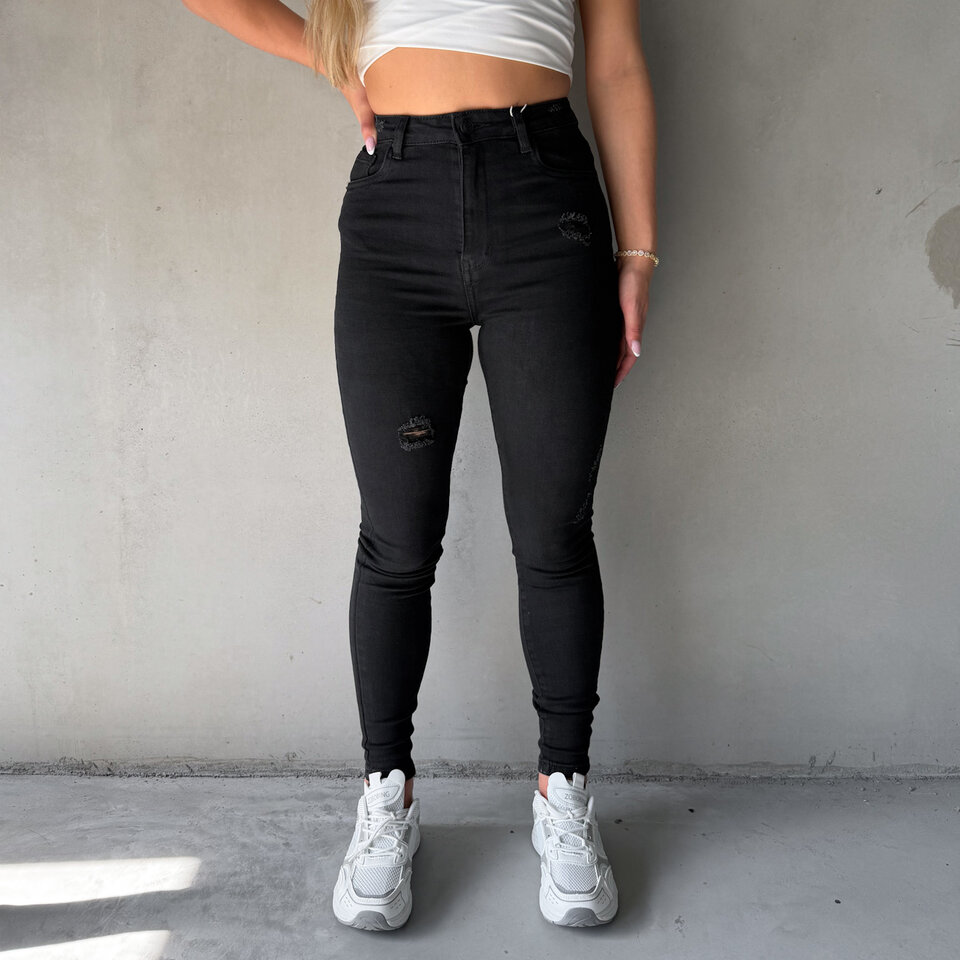Damaged Skinny Jeans Zwart
