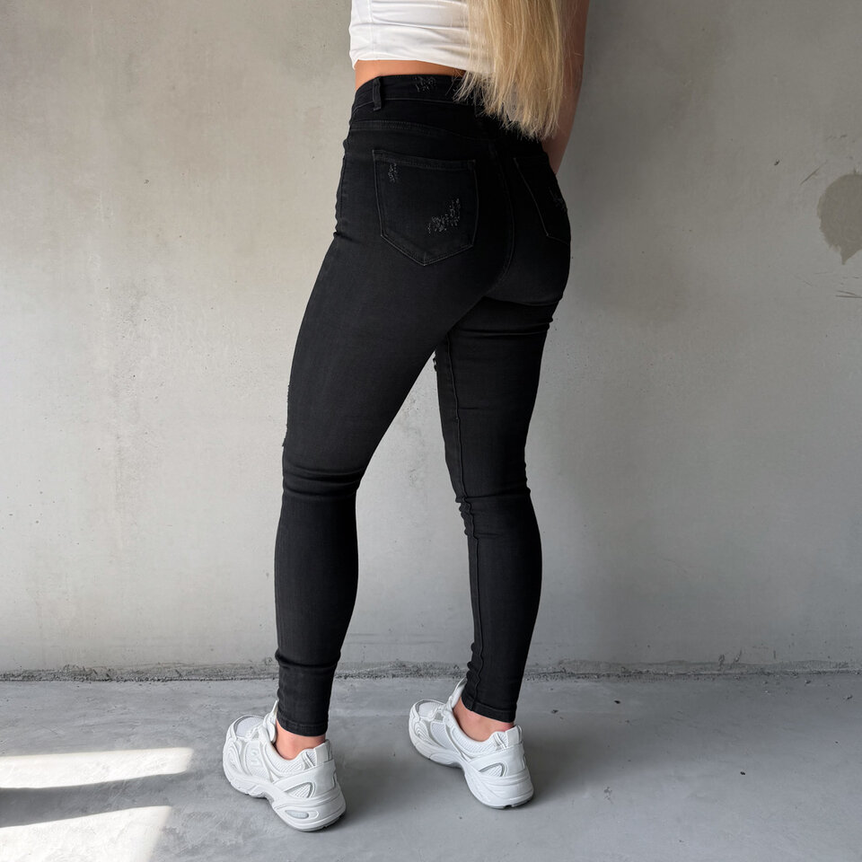 Damaged Skinny Jeans Zwart