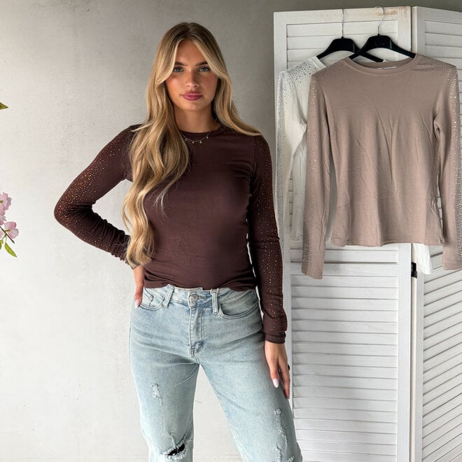 Diamantjes Top Bruin