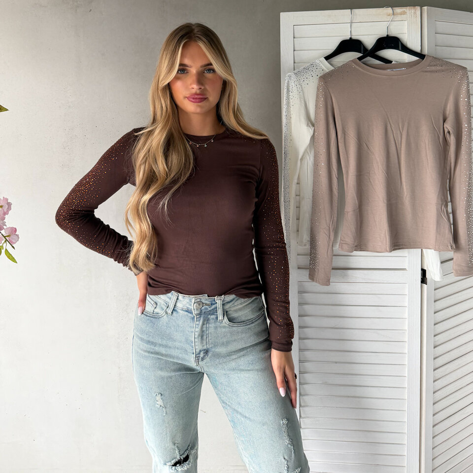 Diamantjes Top Bruin