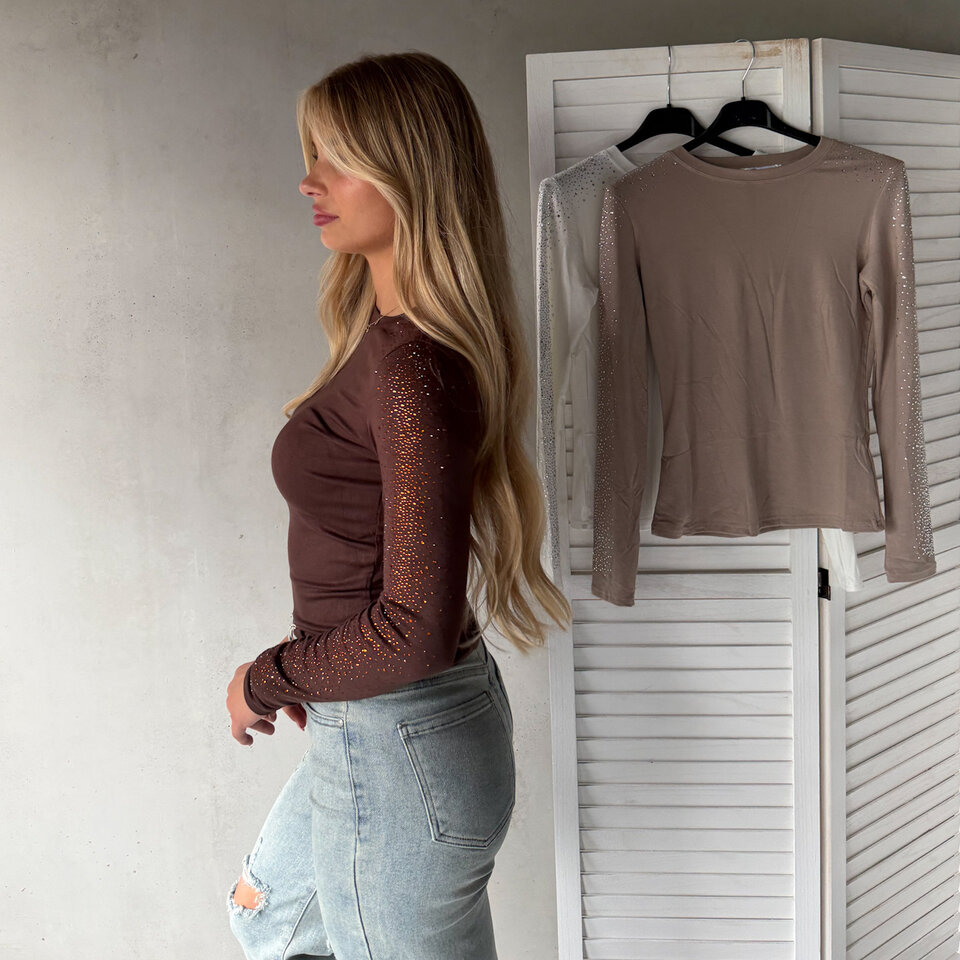 Diamantjes Top Bruin